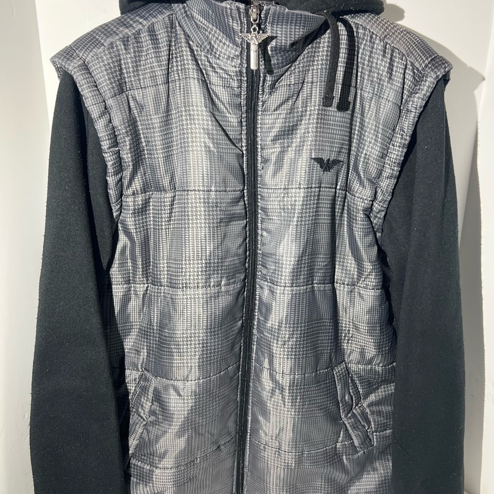 Vintage Avirex Black and Gray Houndstooth Jacket‎
